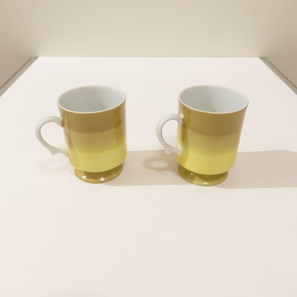 Set of 2 Holt Howard striped pedestal coffee mugs dated 1966 Made in Japan MCM - Picture 3 of 7